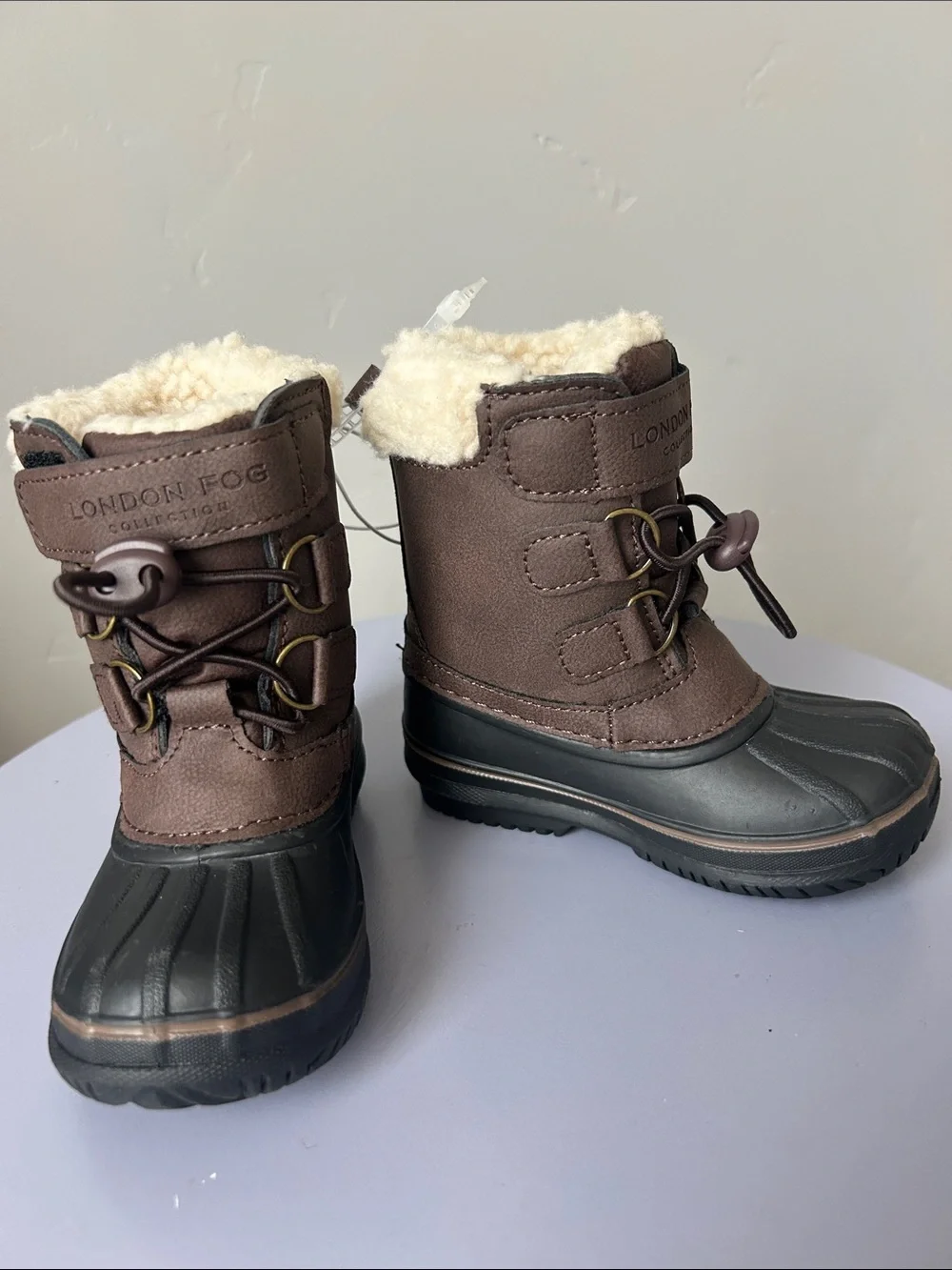 London Fog Collection Kids Brown Oxford Cold-Weather Snow Boots Sz 5 and 10